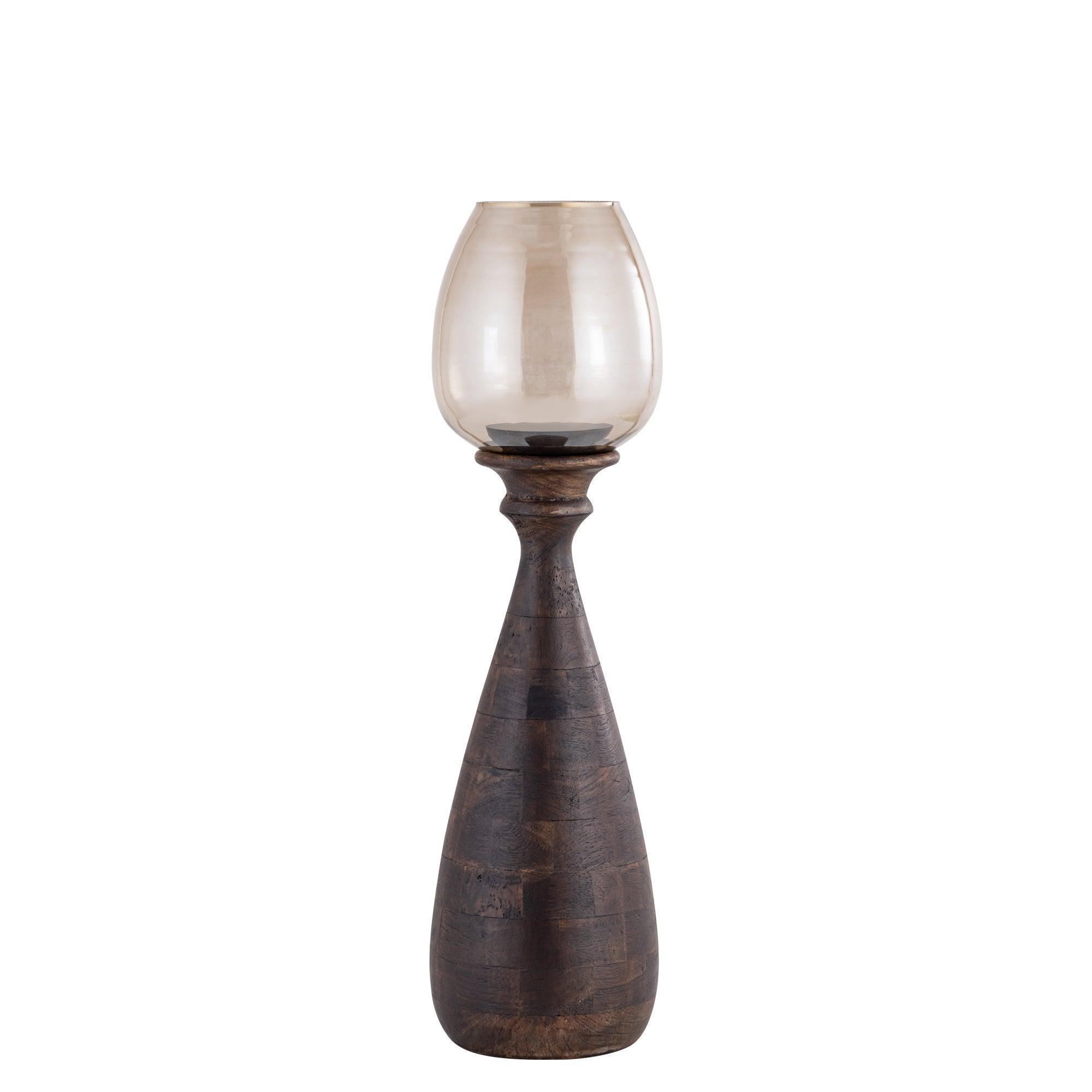 livinglovely.nl - Midi Mango Wood Stormlight Smoke Glass Brown Small PTMD - Kaarshouder - PTMD - livinglovely.nl