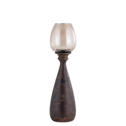 livinglovely.nl - Midi Mango Wood Stormlight Smoke Glass Brown Small PTMD - Kaarshouder - PTMD - livinglovely.nl