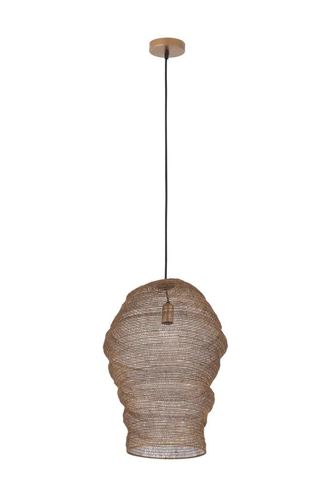 livinglovely.nl - Miko Brass iron wired hanging lamp see through L PTMD - Hanglamp - PTMD - livinglovely.nl