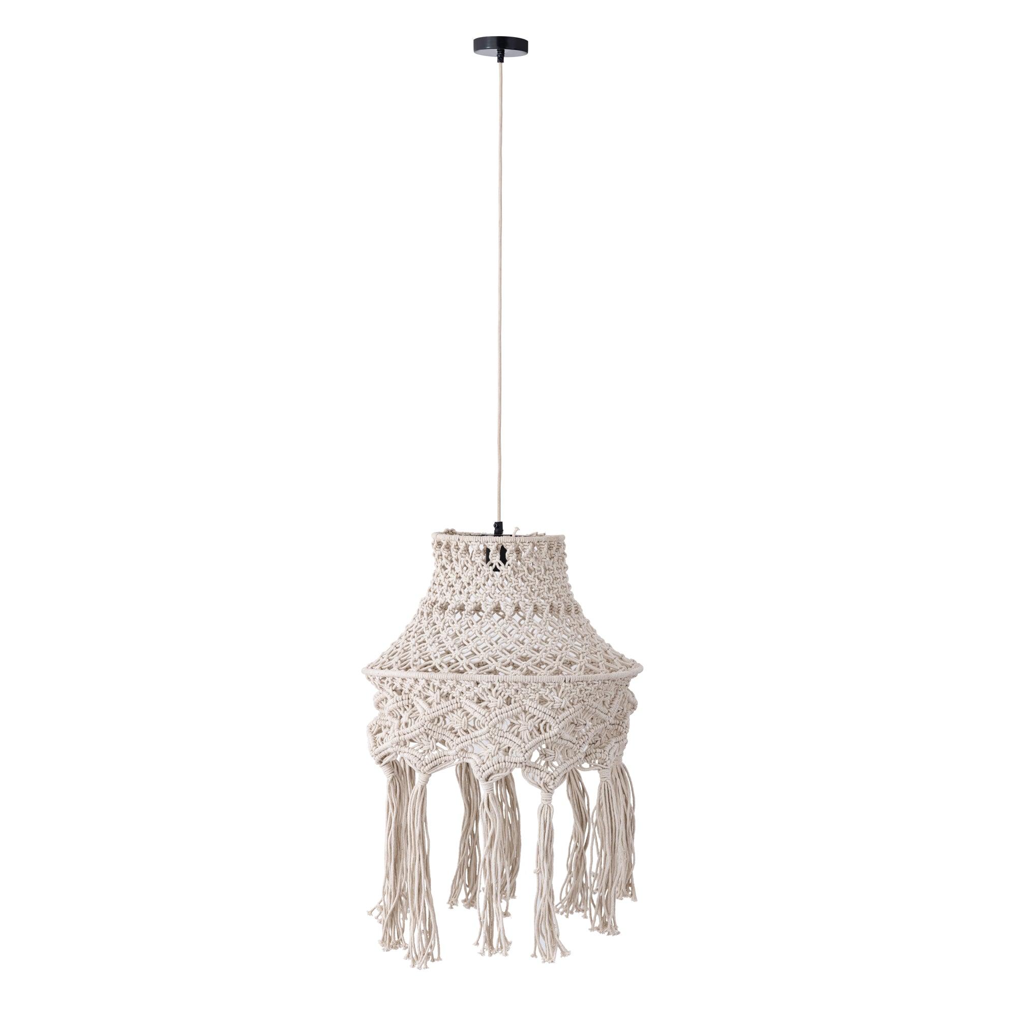 livinglovely.nl - Milley Cream Cotton Macrame Hanglamp Round PTMD - Hanglamp - PTMD - livinglovely.nl