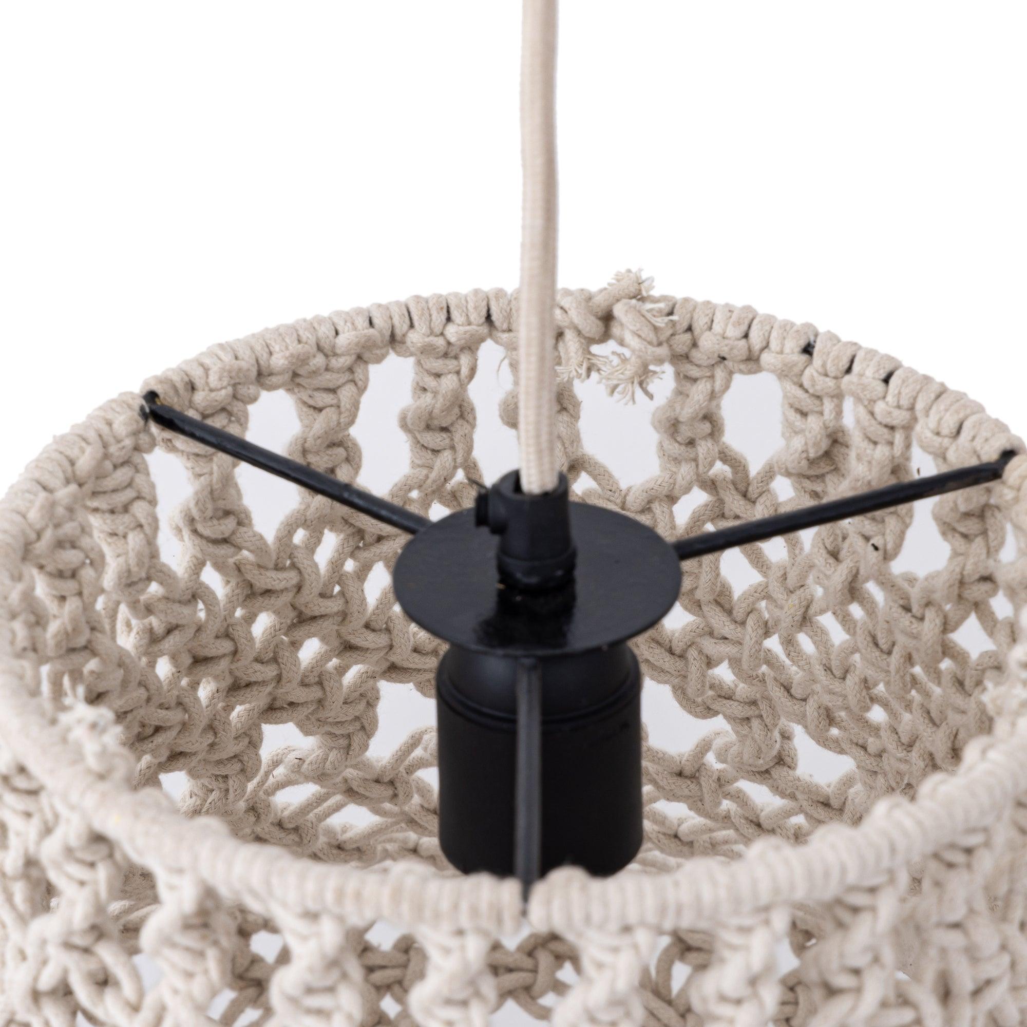 livinglovely.nl - Milley Cream Cotton Macrame Hanglamp Round PTMD - Hanglamp - PTMD - livinglovely.nl