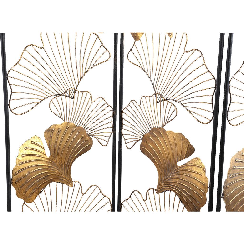 livinglovely.nl - Nadesh Gold metal roomdivider ginkgo leafs rect PTMD - Kamerscherm - PTMD - livinglovely.nl