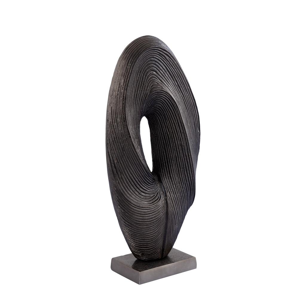 livinglovely.nl - Neona Black alu round shaped statue ribbed PTMD - Beeld - PTMD - livinglovely.nl