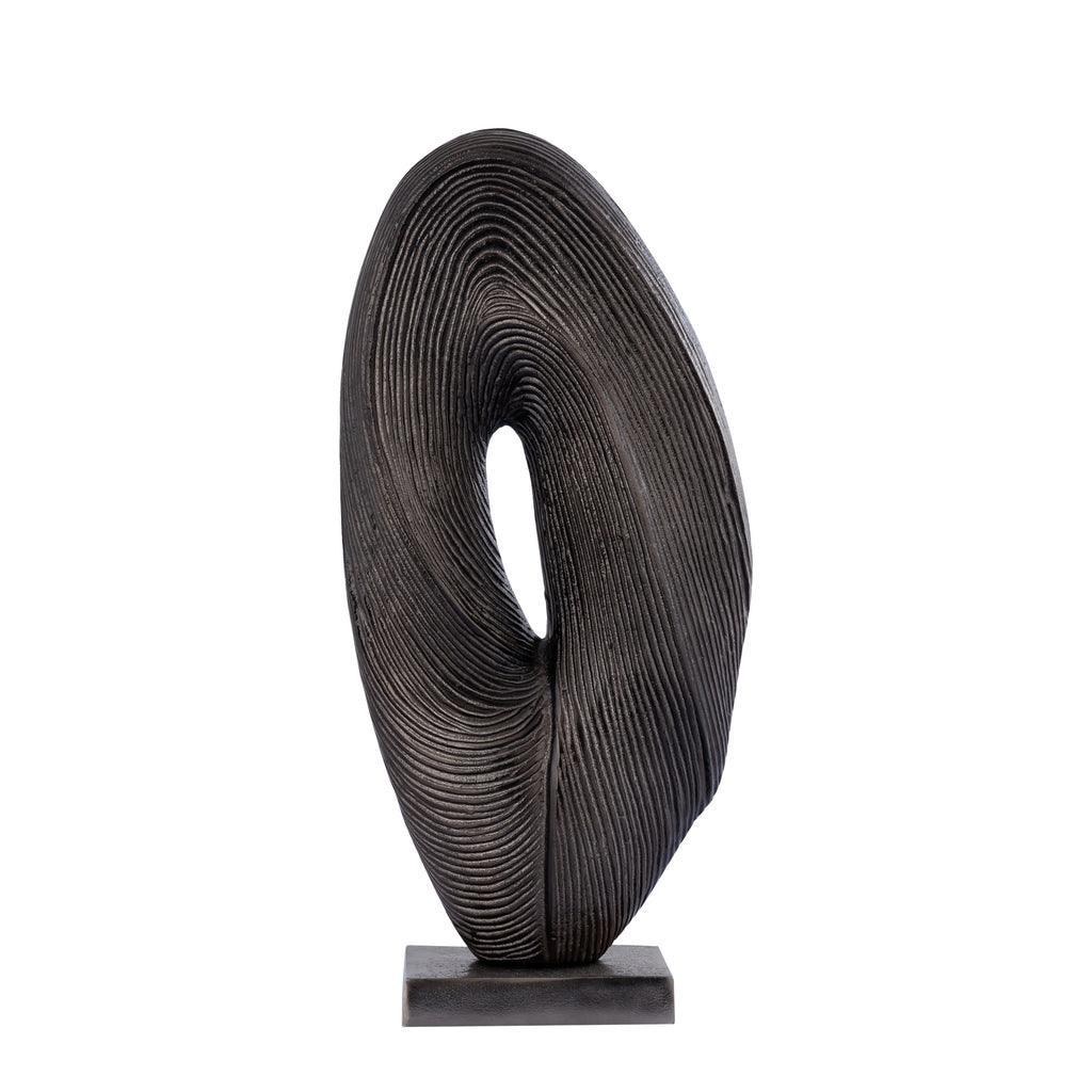 livinglovely.nl - Neona Black alu round shaped statue ribbed PTMD - Beeld - PTMD - livinglovely.nl