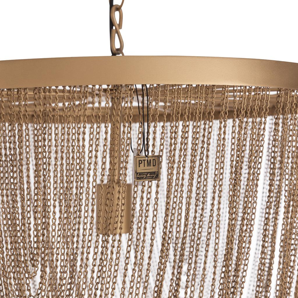 livinglovely.nl - Nishan Gold iron chains round hanging lamp S PTMD - Hanglamp - PTMD - livinglovely.nl