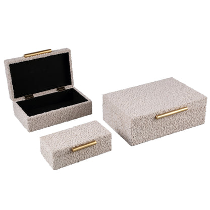 livinglovely.nl - Orlinn Beige boucle fabric storage box set of 3 PTMD - Opbergdoos - PTMD - livinglovely.nl