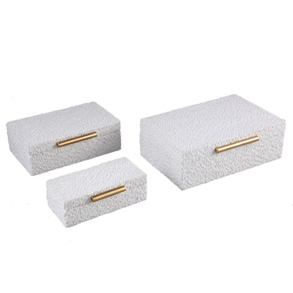 livinglovely.nl - Orlinn Cream boucle fabric storage box set of 3 PTMD - Opbergdoos - PTMD - livinglovely.nl