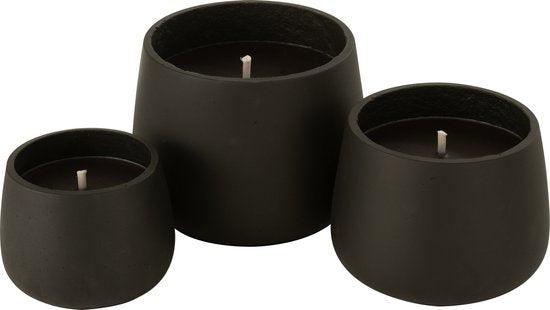 livinglovely.nl - Outdoor Candle Cement Black Medium 31H - Buitenkaars - J-Line - livinglovely.nl