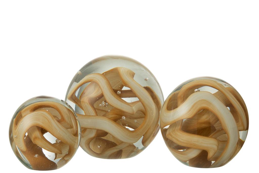 livinglovely.nl - Paperweight Garland Glass Brown Large - Decoratie - J-Line - livinglovely.nl