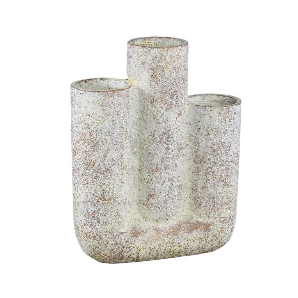 livinglovely.nl - Pipes Cream cement pot multiple vase bars round PTMD - Vaas - PTMD - livinglovely.nl