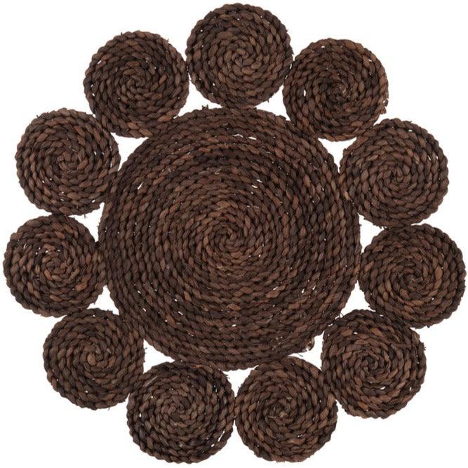 livinglovely.nl - Placemat Rond Bloem Maisschil Donker Bruin - Placemat - J-Line - livinglovely.nl