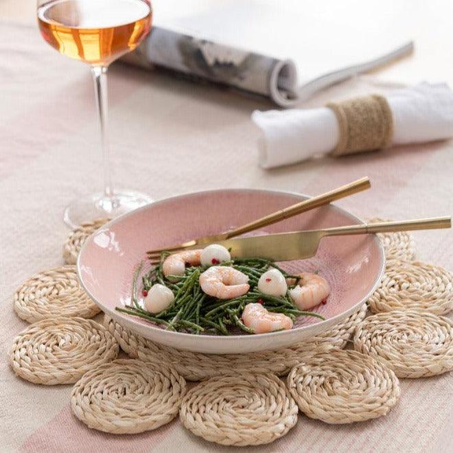 livinglovely.nl - Placemat Rond Bloem Maisschil Naturel - Placemat - J-Line - livinglovely.nl