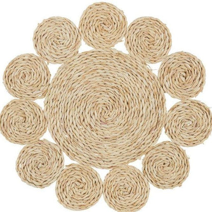 livinglovely.nl - Placemat Rond Bloem Maisschil Naturel - Placemat - J-Line - livinglovely.nl