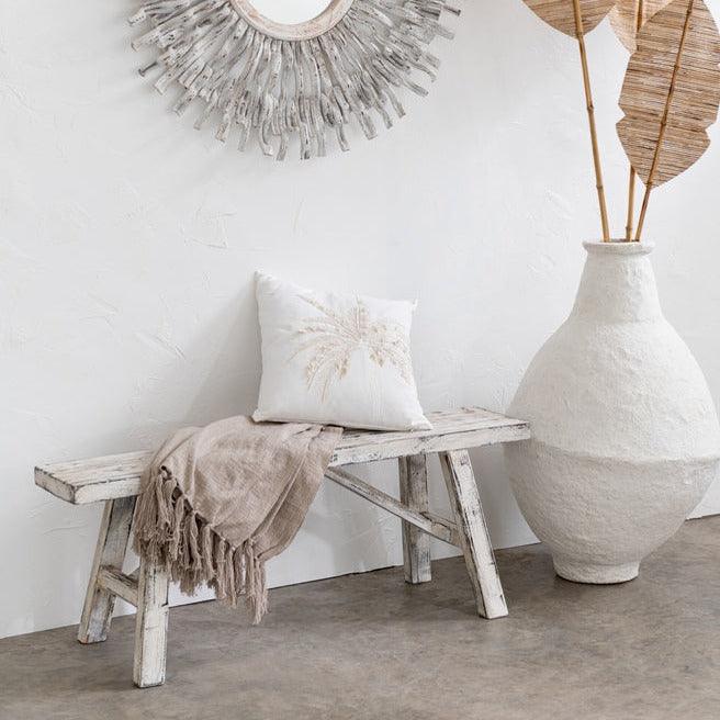 livinglovely.nl - Plaid Franjes Katoen Taupe - Plaid - J-Line - livinglovely.nl