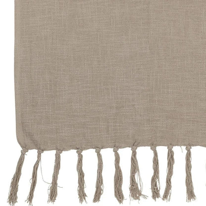 livinglovely.nl - Plaid Franjes Katoen Taupe - Plaid - J-Line - livinglovely.nl