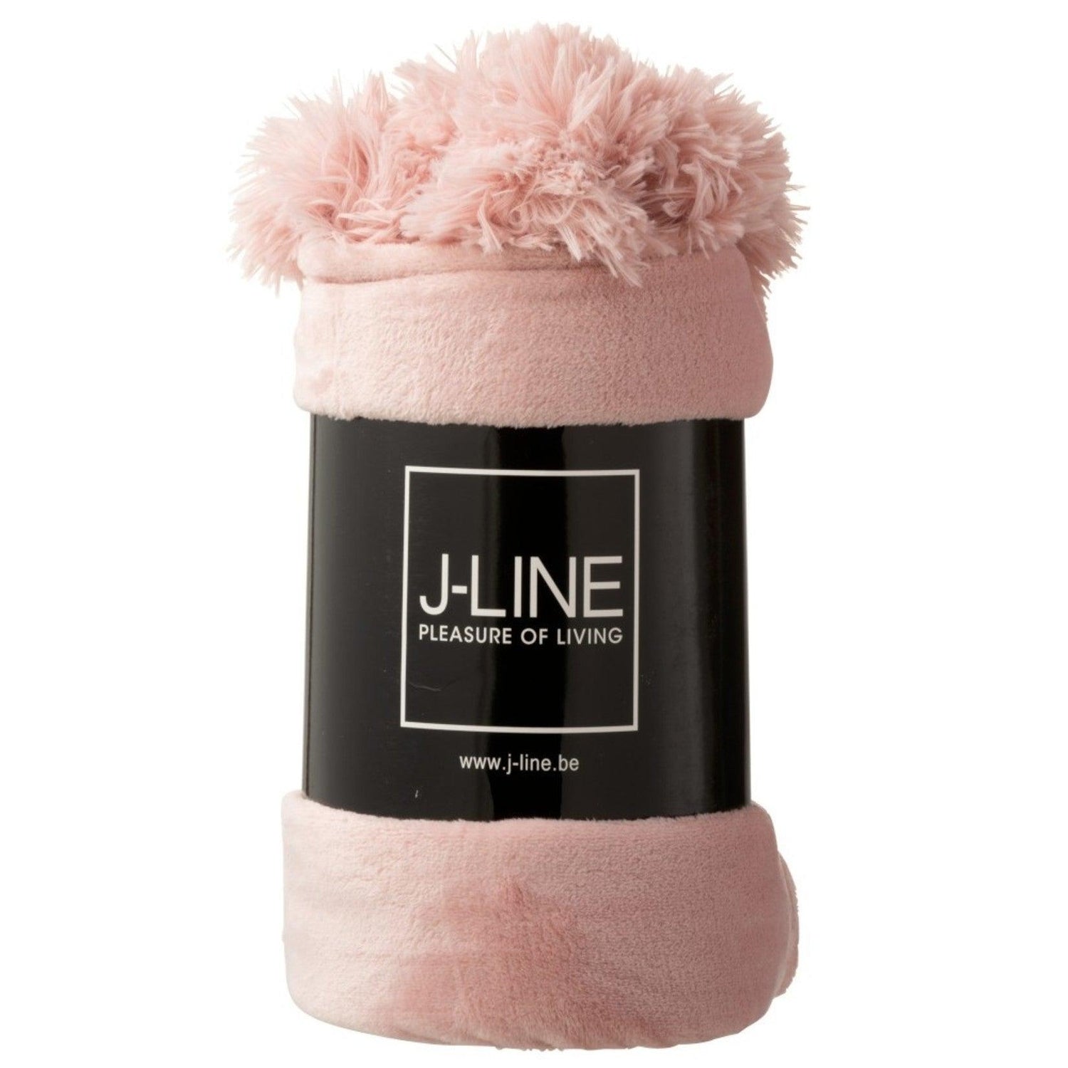 livinglovely.nl - Plaid Pompom Polyester Baby Roze 170cmx130cm - Plaid - J-Line - livinglovely.nl