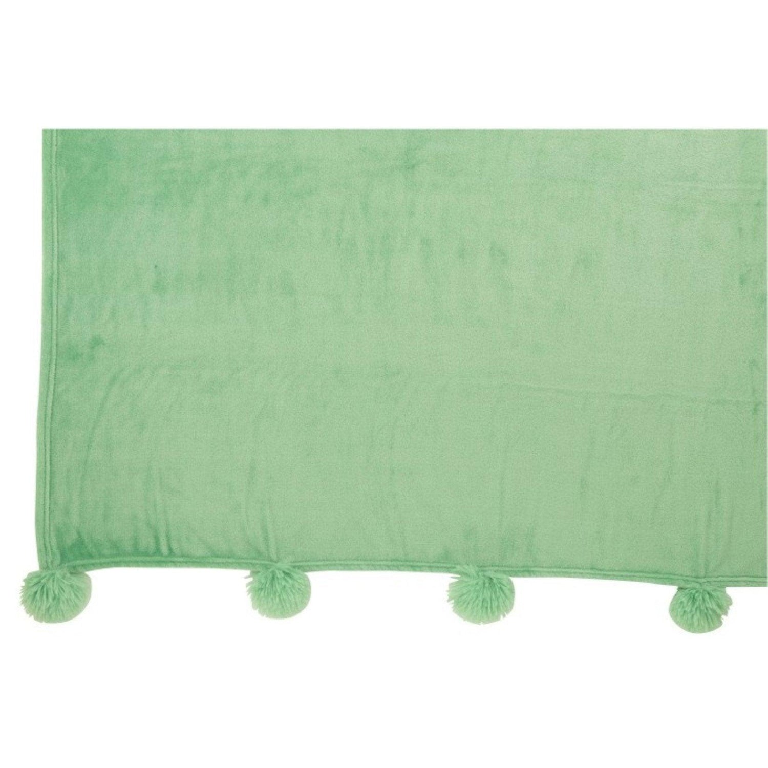 livinglovely.nl - Plaid Pompom Polyester Groen 170cmx130cm - Plaid - J-Line - livinglovely.nl