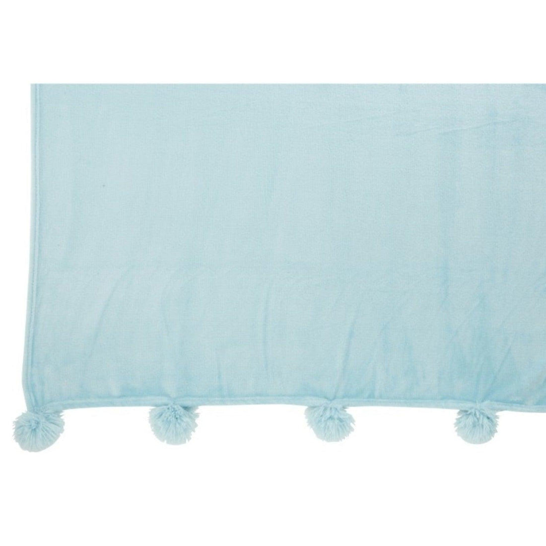 livinglovely.nl - Plaid Pompom Polyester Hemelsblauw - Plaid - J-Line - livinglovely.nl