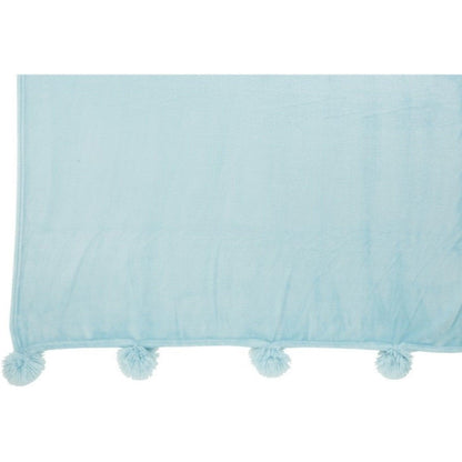 livinglovely.nl - Plaid Pompom Polyester Lichtblauw 170cmx130cm - Plaid - J-Line - livinglovely.nl