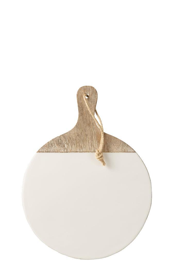 livinglovely.nl - Plank Rond Mango Hout Whitewash - Snijplank - J-Line - livinglovely.nl