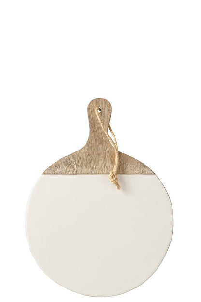 livinglovely.nl - Plank Rond Mango Hout Whitewash - Snijplank - J-Line - livinglovely.nl