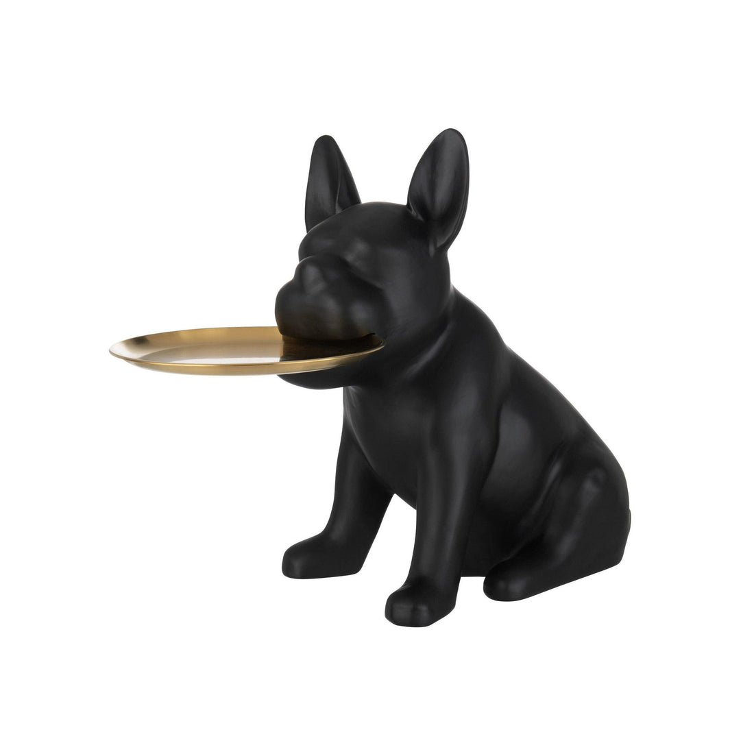 livinglovely.nl - Plateau Bulldog Poly Zwart/Goud Large - Beeld - J-Line - livinglovely.nl