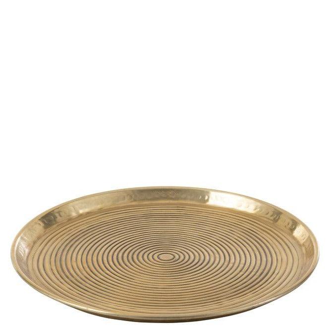 livinglovely.nl - Plateau Rond Ringen Aluminium Goud Medium 45cm - Plateau - J-Line - livinglovely.nl