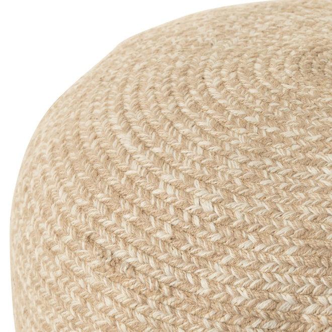 livinglovely.nl - Poef Miami Outdoor Polyester Naturel/Wit - Poef - J-Line - livinglovely.nl