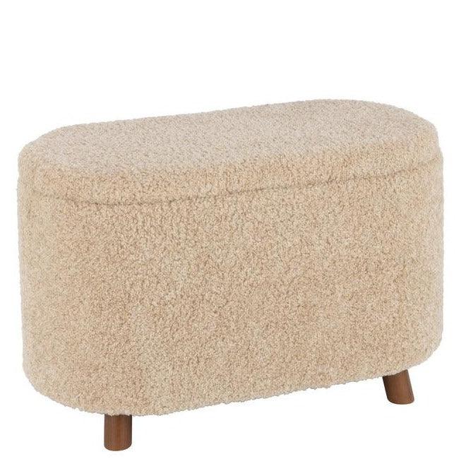 livinglovely.nl - Poef Opslag Teddy Polyester Beige - Poef - J-Line - livinglovely.nl