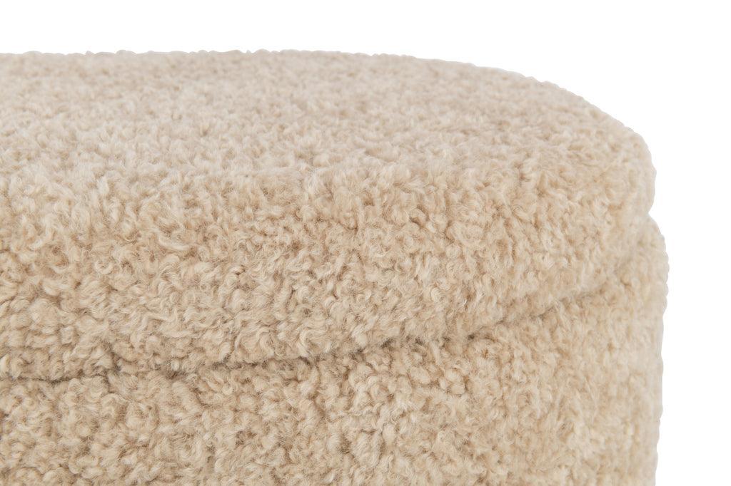 livinglovely.nl - Poef Opslag Teddy Polyester Beige - Poef - J-Line - livinglovely.nl