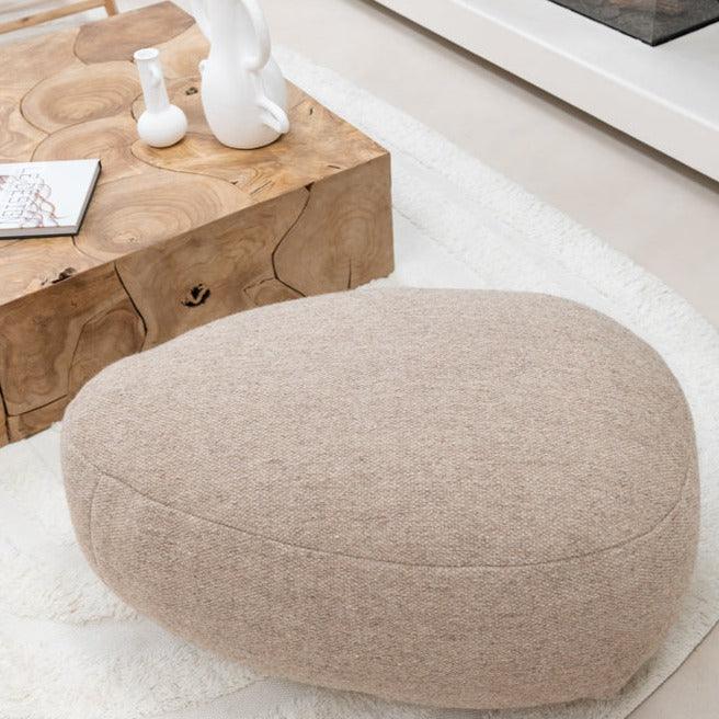 livinglovely.nl - Poef Steen Wol Beige - Poef - J-Line - livinglovely.nl