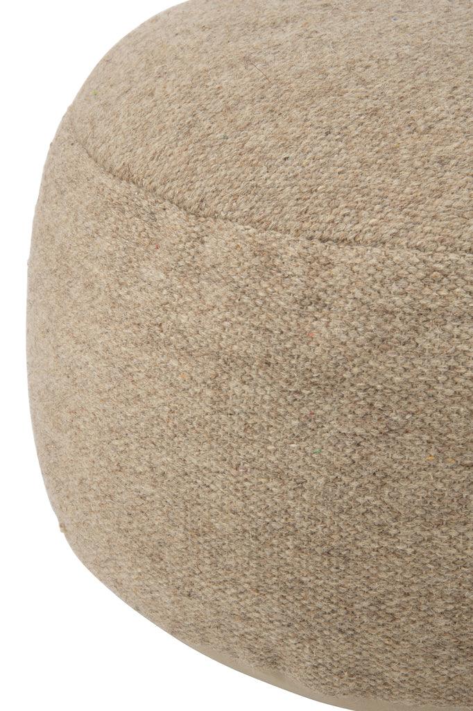 livinglovely.nl - Poef Steen Wol Beige - Poef - J-Line - livinglovely.nl