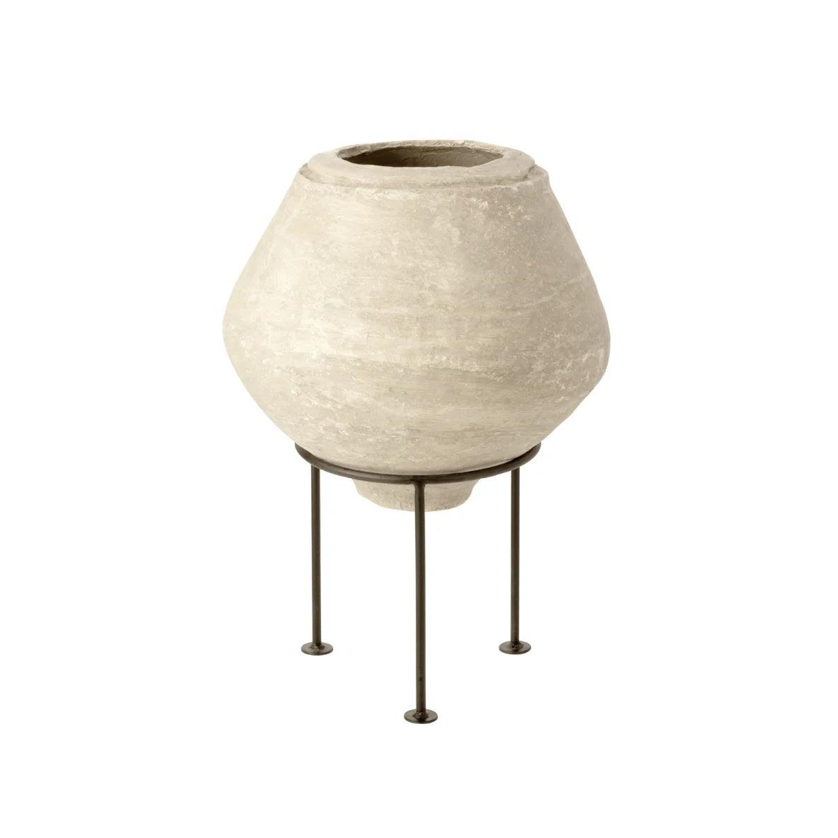 livinglovely.nl - Pot Op Voet Chad Papier Mache Wit - Pot - J-Line - livinglovely.nl