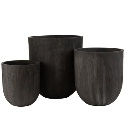 livinglovely.nl - Potten Rond Keramiek Hoog Zwart Set van 3 - Pot - J-Line - livinglovely.nl