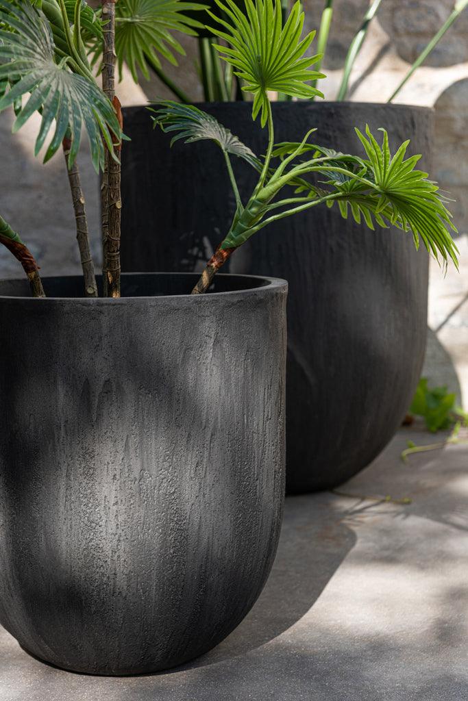 livinglovely.nl - Potten Rond Keramiek Hoog Zwart Set van 3 - Pot - J-Line - livinglovely.nl