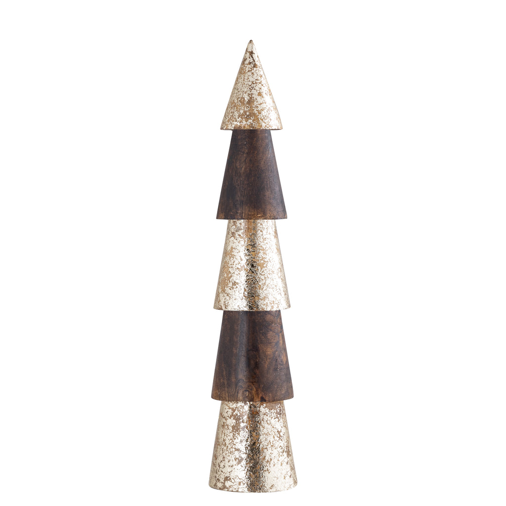 livinglovely.nl - Preslav Goud Bruin Mangohouten Kerstboom XL PTMD - Beeld - PTMD - livinglovely.nl