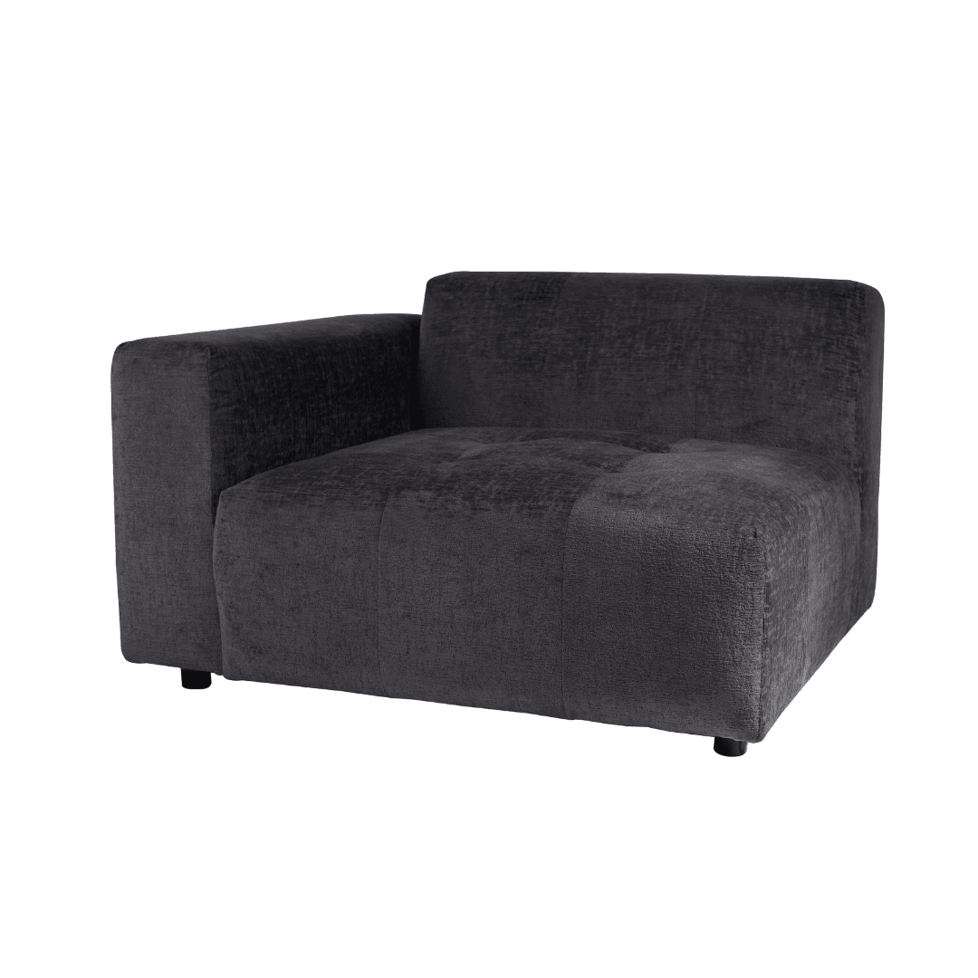 livinglovely.nl - Quinta sofa - arm links - soft velvet - Anthracite PTMD - - PTMD - livinglovely.nl