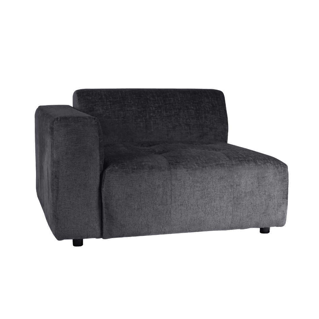 livinglovely.nl - Quinta sofa - arm links - soft velvet - Anthracite PTMD - - PTMD - livinglovely.nl