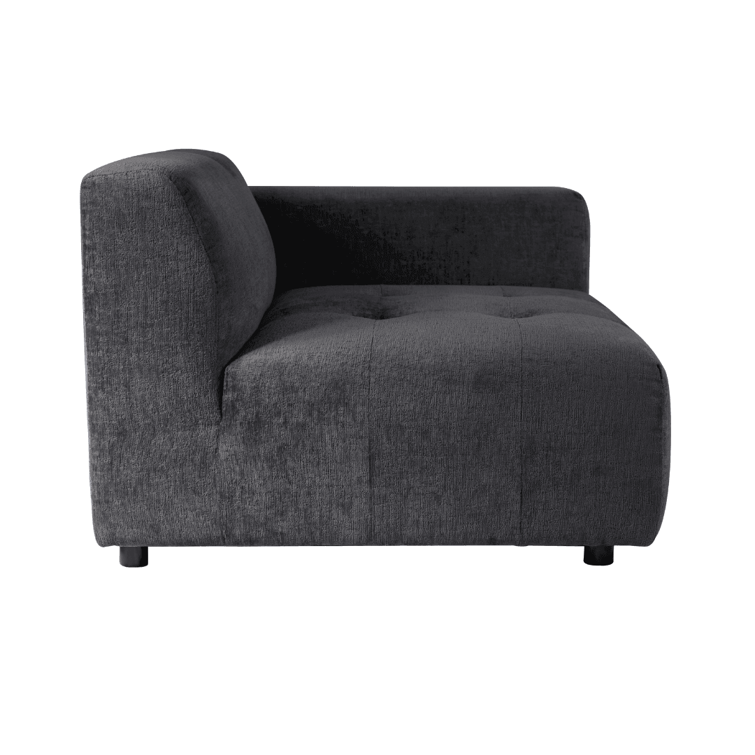 livinglovely.nl - Quinta sofa - arm rechts - soft velvet - anthracite PTMD - - PTMD - livinglovely.nl