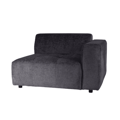 livinglovely.nl - Quinta sofa - arm rechts - soft velvet - anthracite PTMD - - PTMD - livinglovely.nl