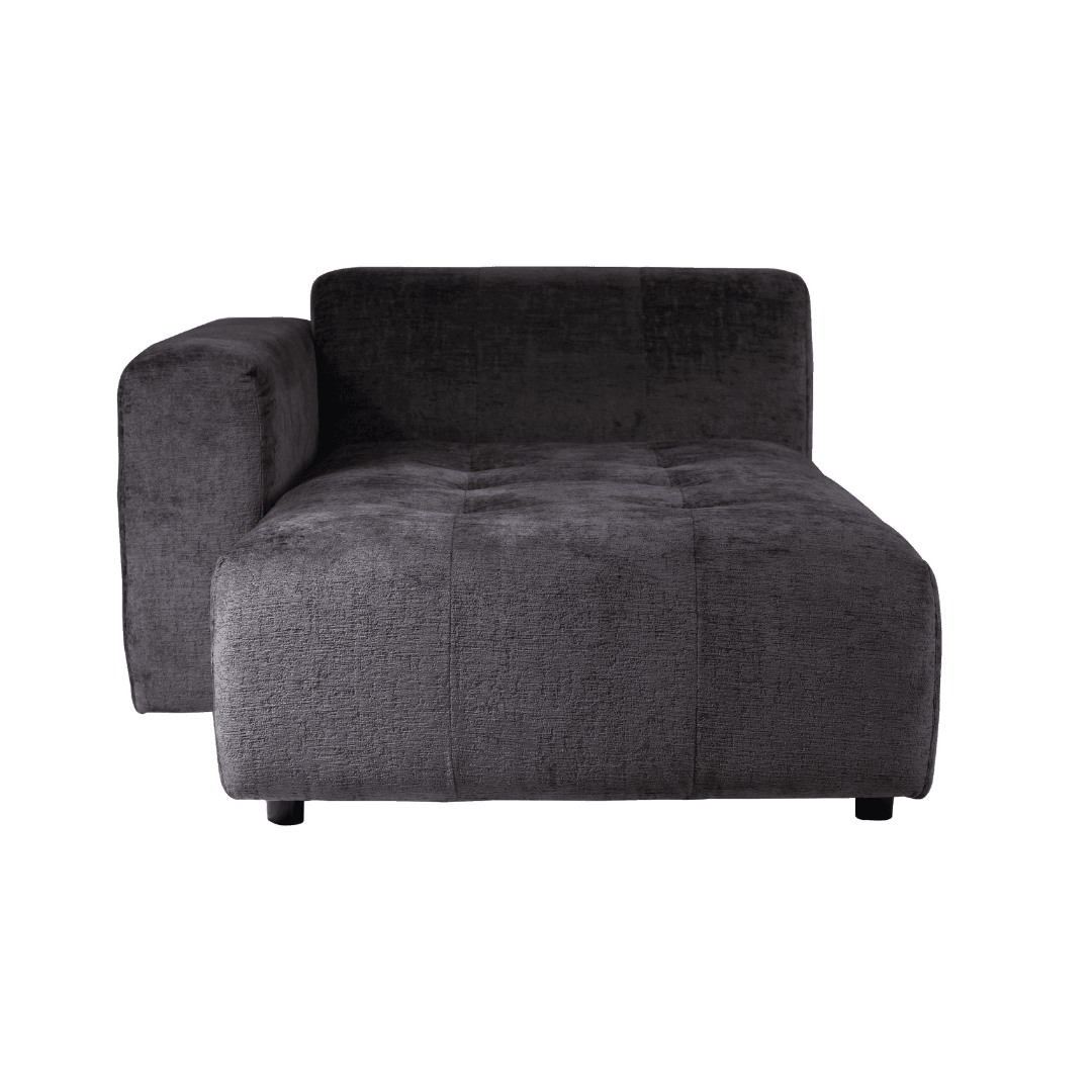 livinglovely.nl - Quinta sofa - Chaise Longue Links - soft velvet - Anthracite PTMD - - PTMD - livinglovely.nl