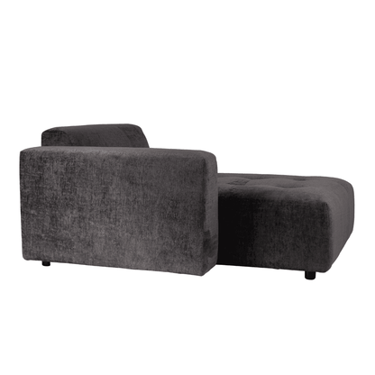 livinglovely.nl - Quinta sofa - Chaise Longue Links - soft velvet - Anthracite PTMD - - PTMD - livinglovely.nl