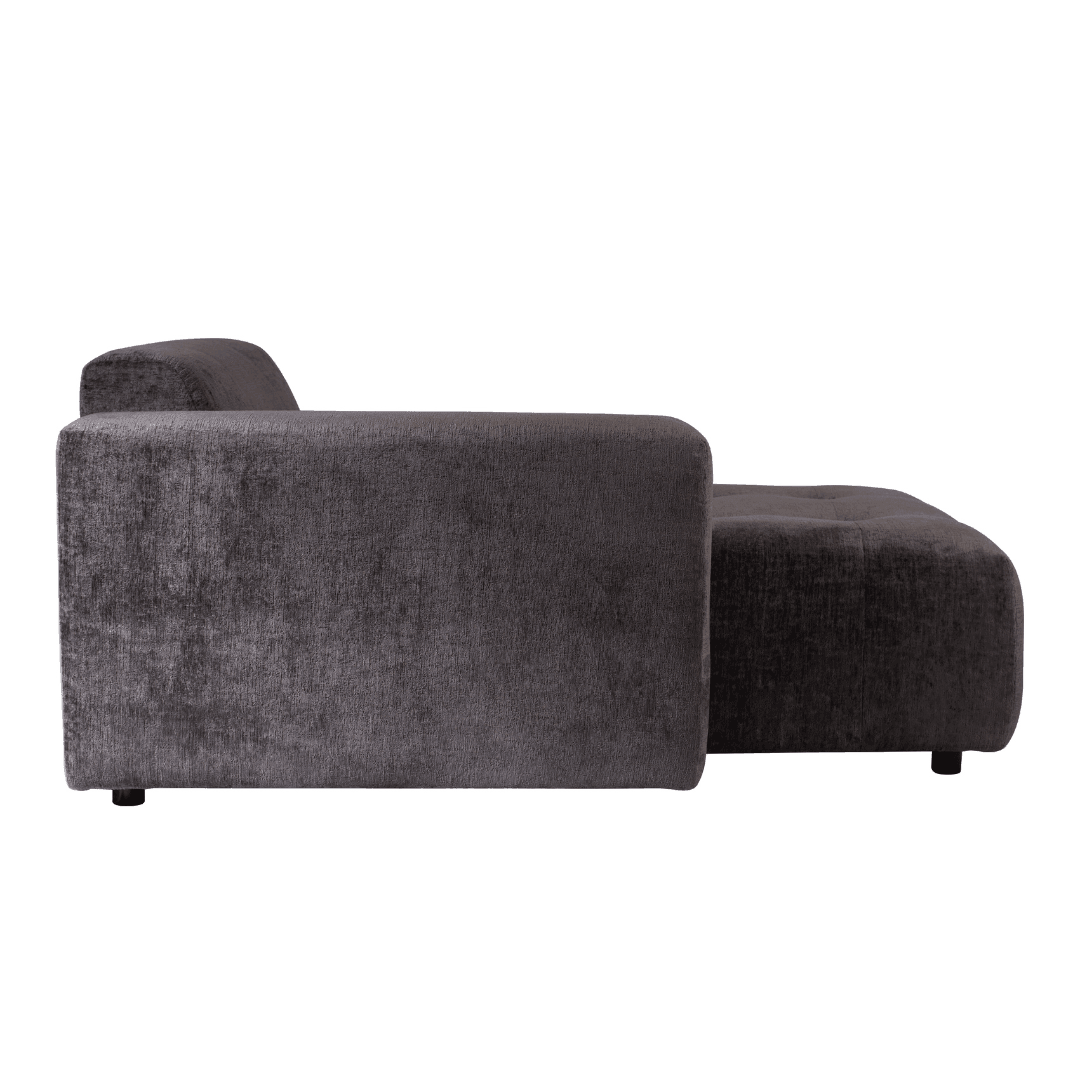 livinglovely.nl - Quinta sofa - Chaise Longue Links - soft velvet - Anthracite PTMD - - PTMD - livinglovely.nl