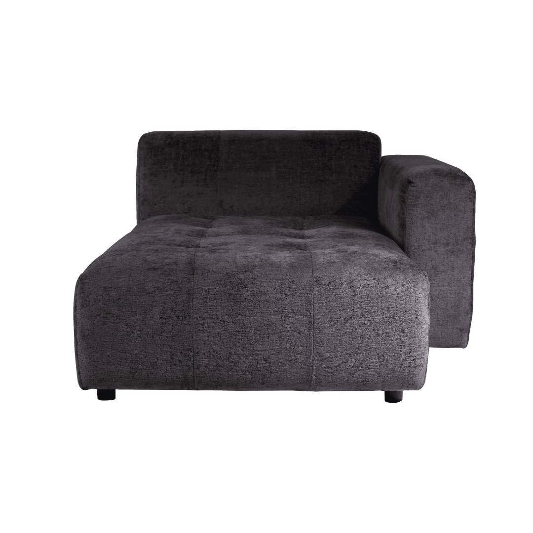 livinglovely.nl - Quinta sofa - Chaise Longue rechts - soft velvet - anthracite PTMD - - PTMD - livinglovely.nl