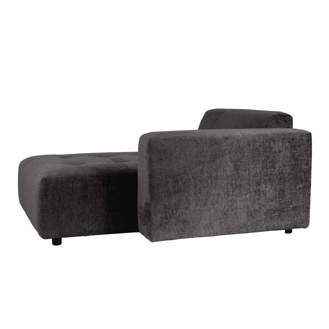 livinglovely.nl - Quinta sofa - Chaise Longue rechts - soft velvet - anthracite PTMD - - PTMD - livinglovely.nl