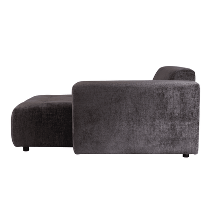 livinglovely.nl - Quinta sofa - Chaise Longue rechts - soft velvet - anthracite PTMD - - PTMD - livinglovely.nl