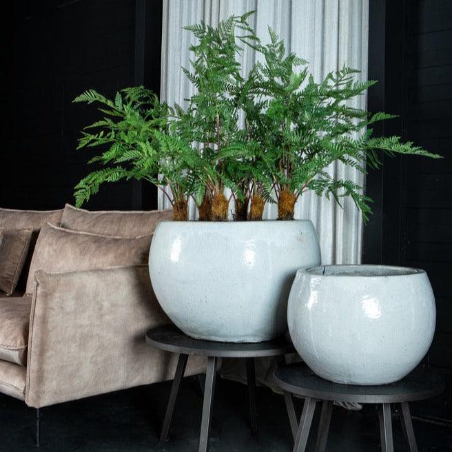 livinglovely.nl - Rae White ceramic bowl pot round set of 2 PTMD - Pot - PTMD - livinglovely.nl