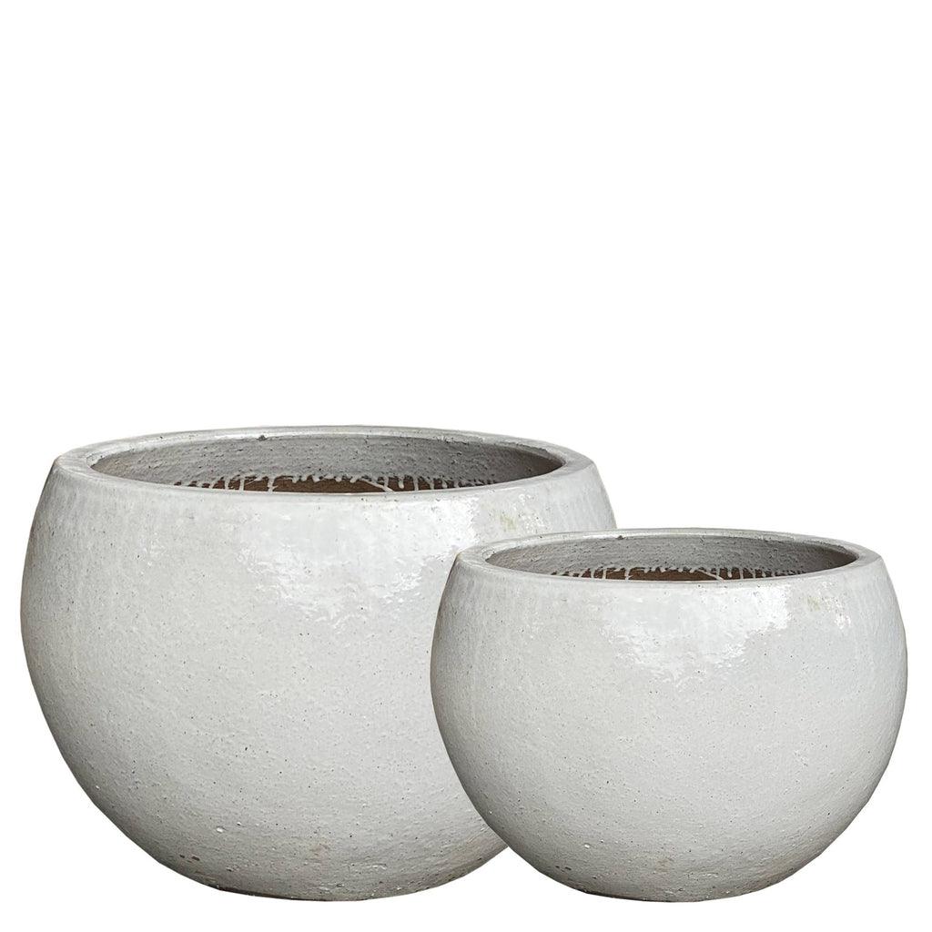 livinglovely.nl - Rae White ceramic bowl pot round set of 2 PTMD - Pot - PTMD - livinglovely.nl