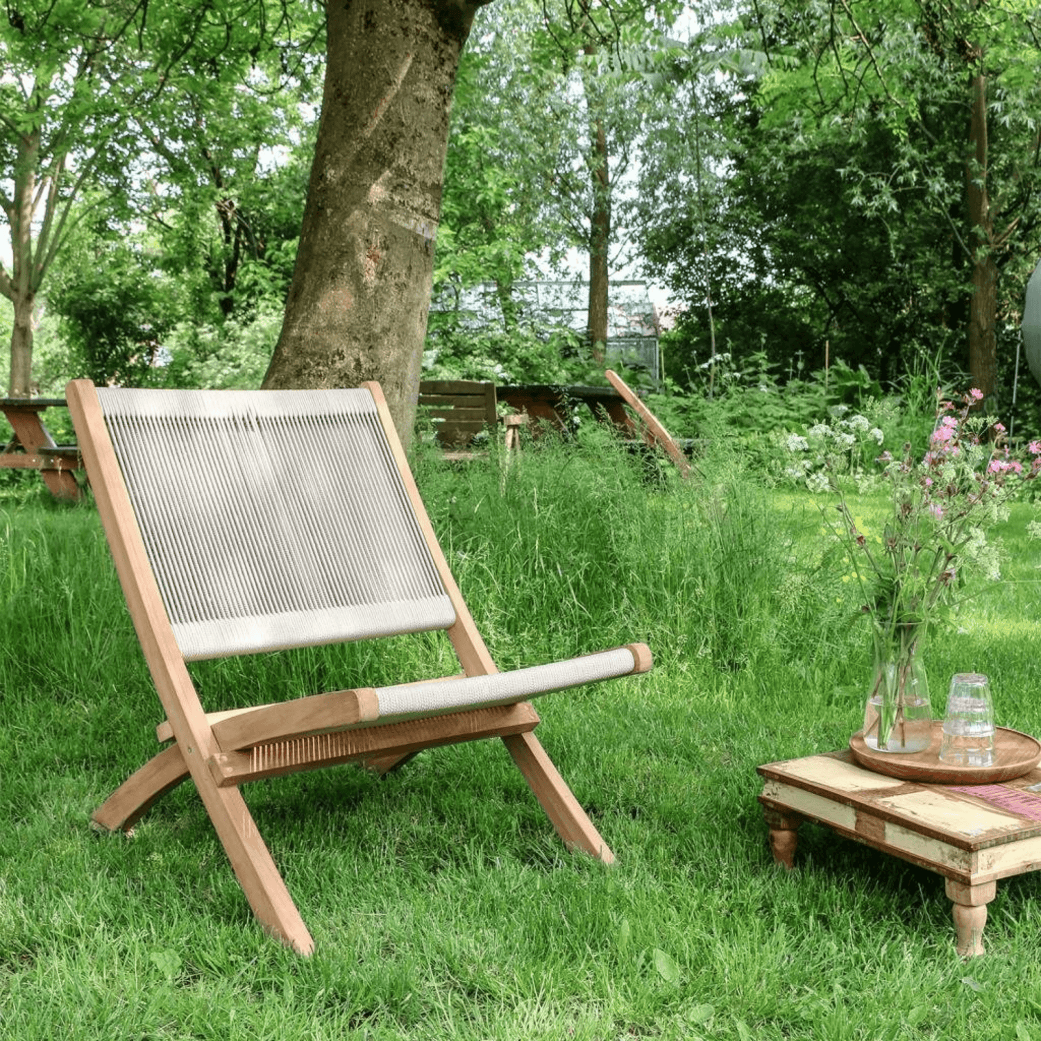 livinglovely.nl - Raw Materials Rope Folding Lounge Chair - Loungestoel - Raw Materials - livinglovely.nl