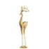 livinglovely.nl - Reindeer On Base Metal Gold Small - Beeld - J-Line - livinglovely.nl